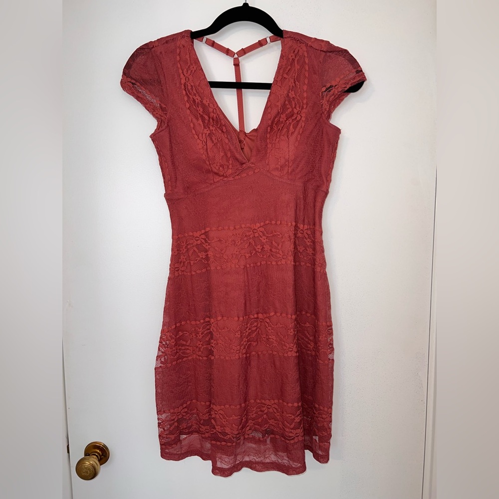 Blush pink lace dress